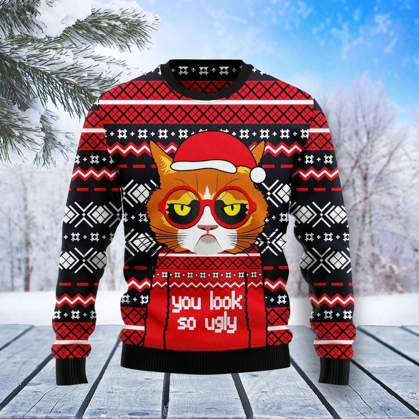 Grumpy Cat You Look So Ugly Christmas Sweater For Men Womens Kids