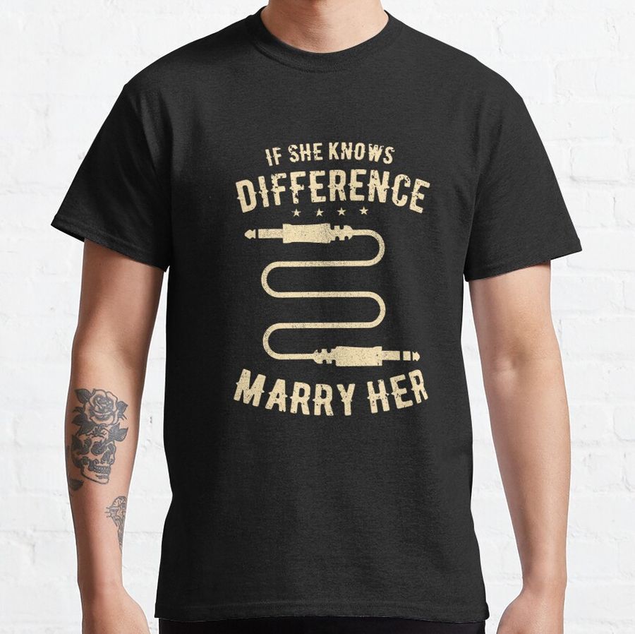 Guitar Cabel Mono Stereo Marriage Instrument Humor Classic T-Shirt