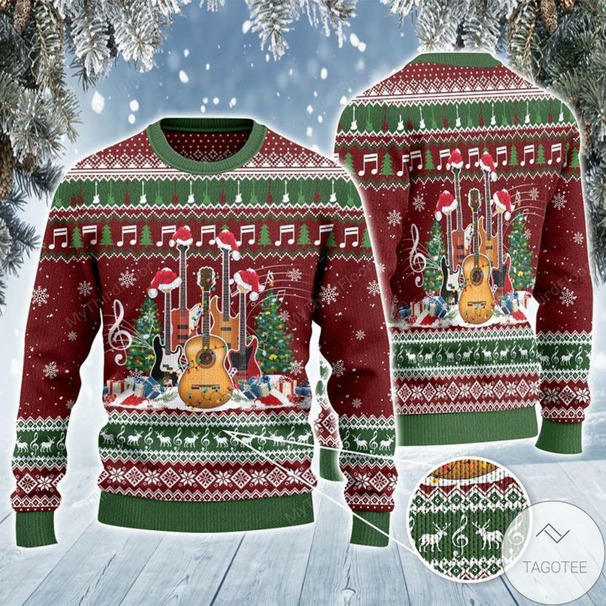 Guitar In Christmas Theme Ugly Sweater