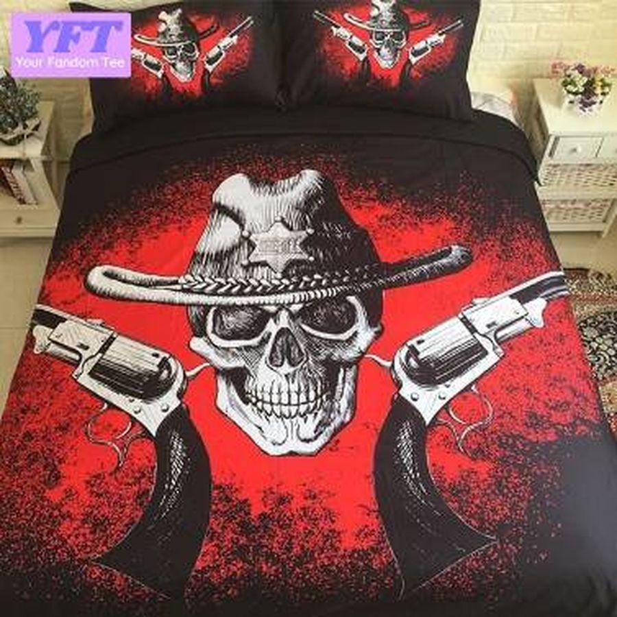 Gun Skull 3d Bedding Set
