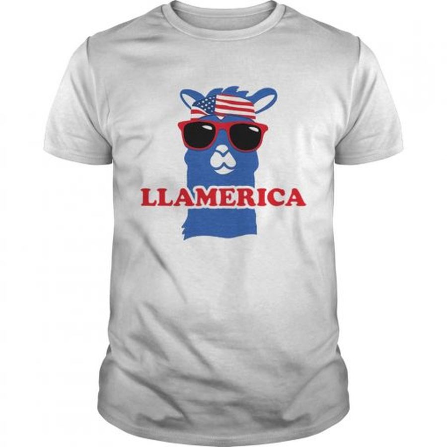 Guys Llamerica llama with American flag headband shirt