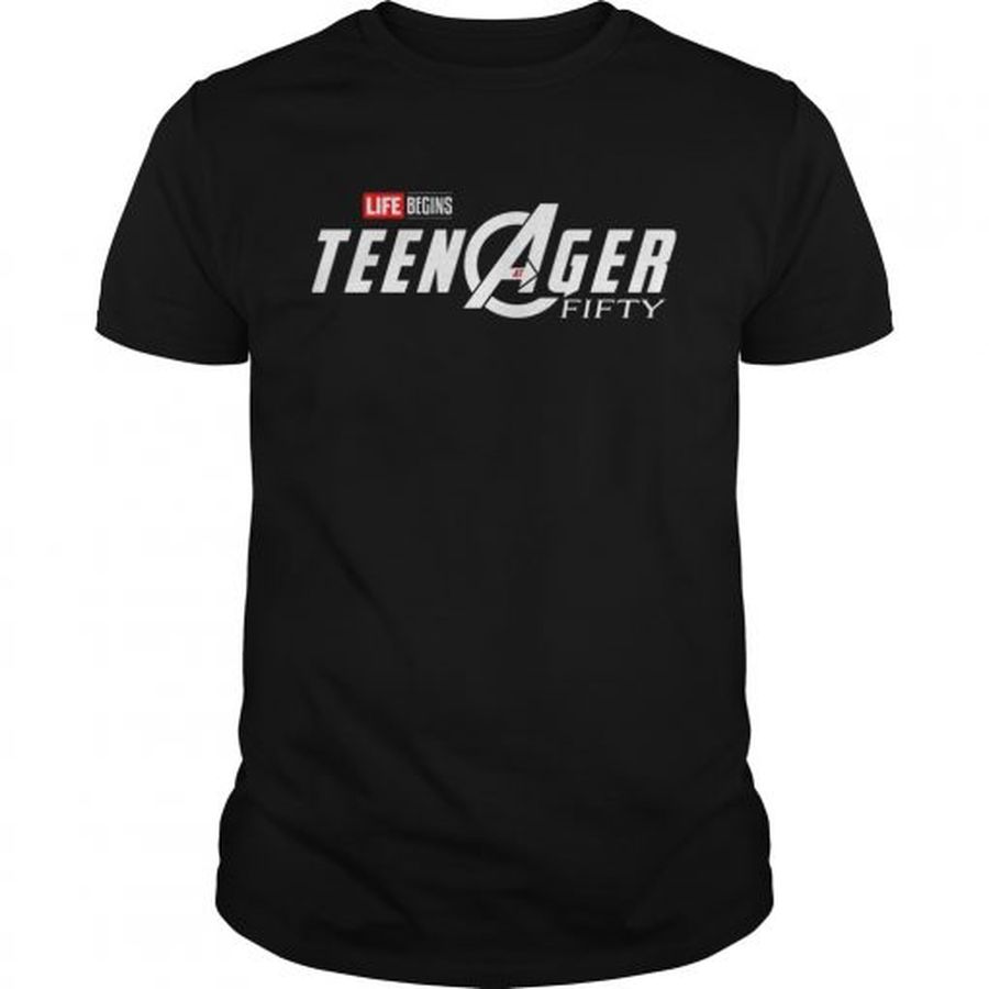 Guys Marvel Avengers Endgame Life Begins Teen Ager fifty Avengers shirt