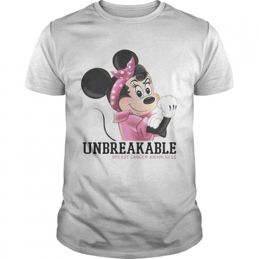 Guys Minnie Mouse unbreakable breast cancer awareness shirt