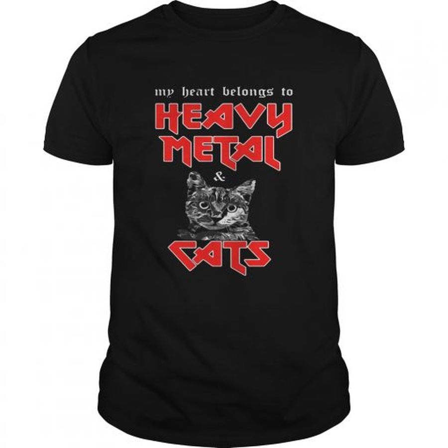 Guys My heart belongs to heavy metal and cats shirt