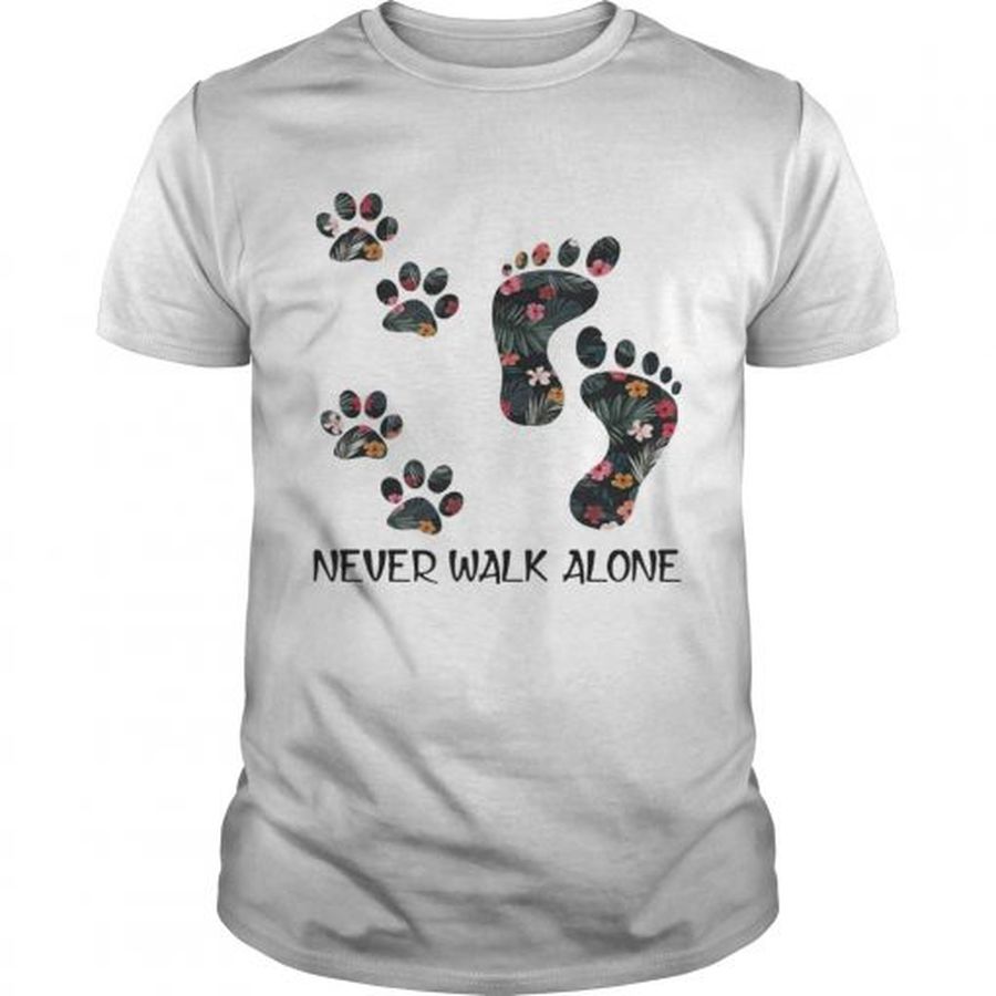 Guys Never Walk Alone Floral Dog Lover Footprint VersionTshirt