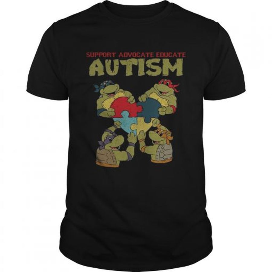 Guys Ninja turtle support advocate educate autism shirt
