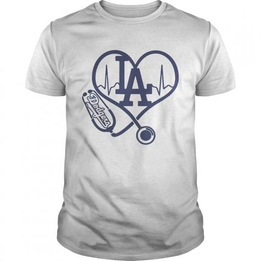 Guys Nurse loves Los Angeles Dodgers stethoscope shirt