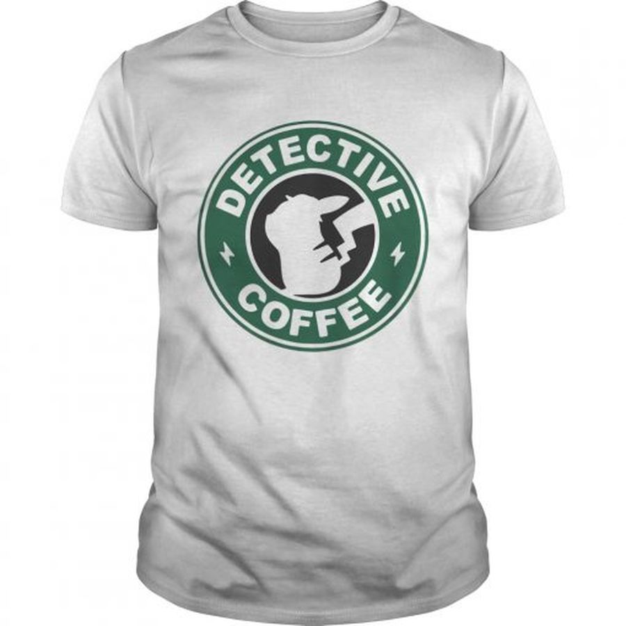 Guys Pikachu Starbucks detective coffee shirt