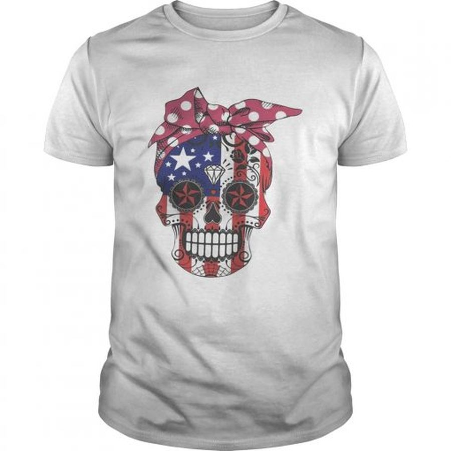 Guys Pink bow Skull Diamond Flag American Shirt