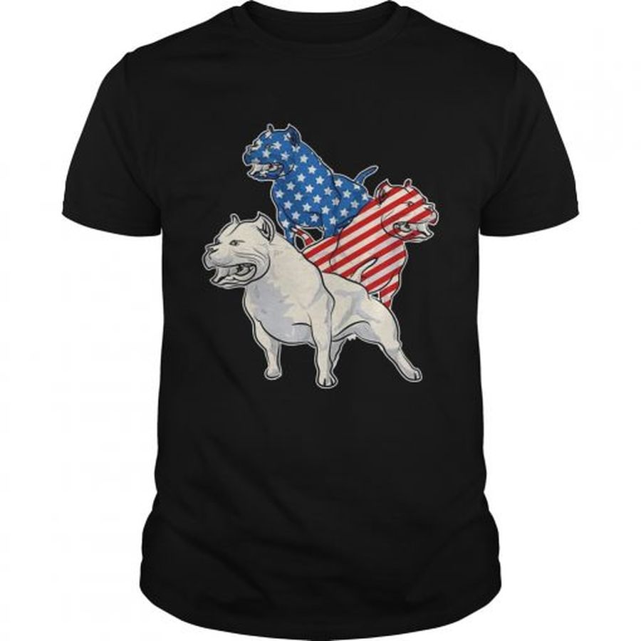 Guys Pit Bull American Flag Tshirt