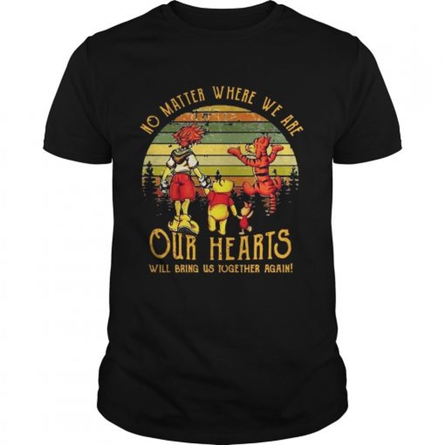 Guys Poohs friends no matter where we are our hearts will bring us together again sunset shirt