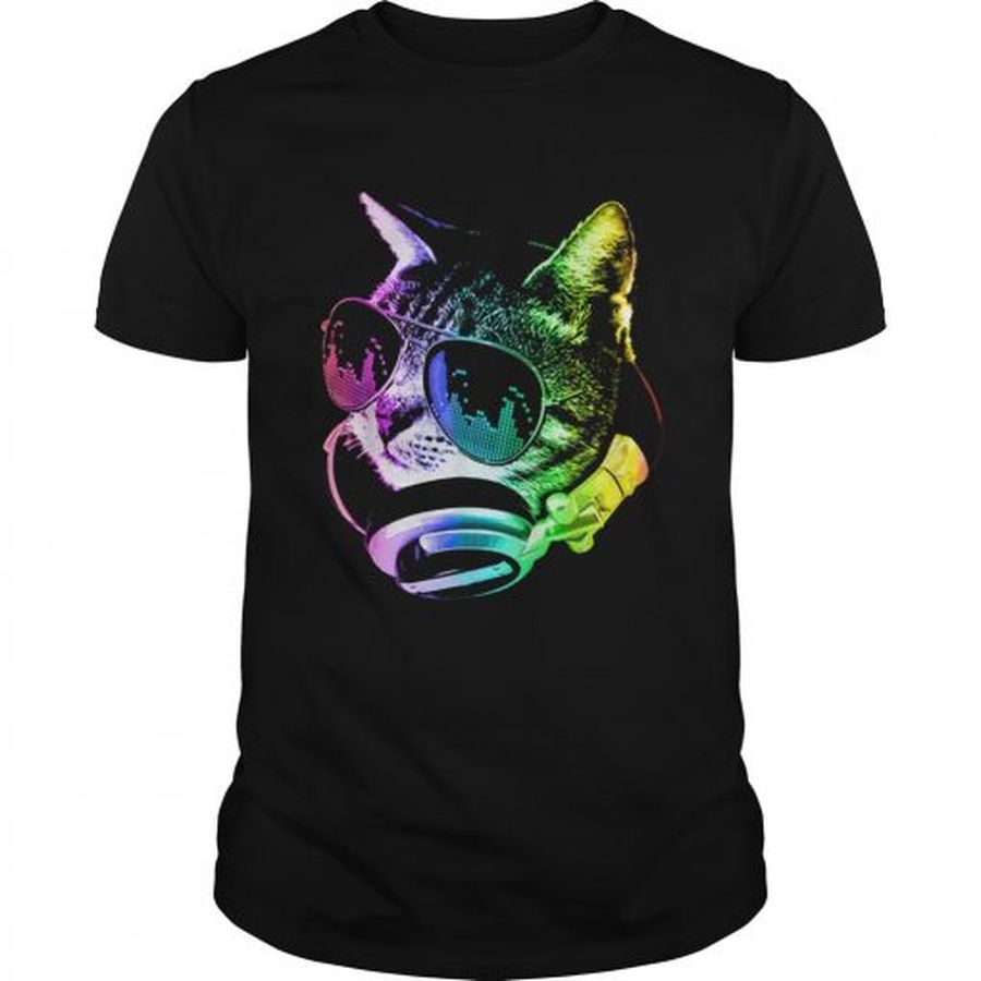 Guys Premium Rainbow Music Cat LGBT Pride Cat Shirt