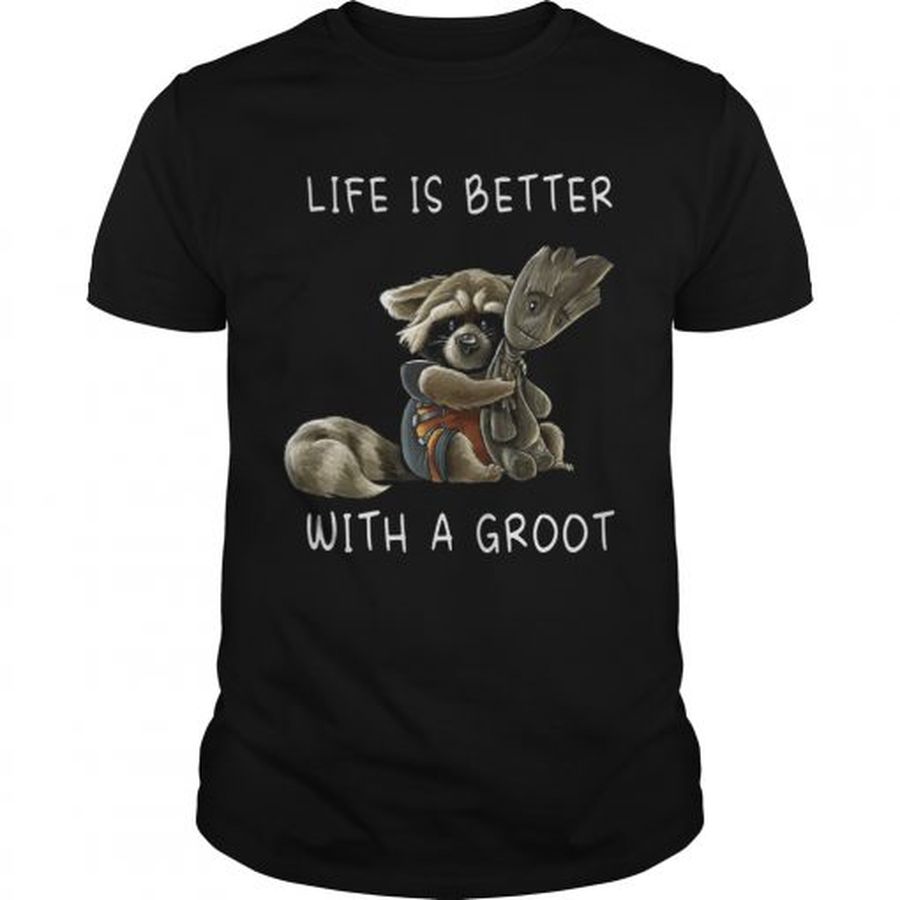 Guys Rocket Racoon Life is better with a Groot shirt