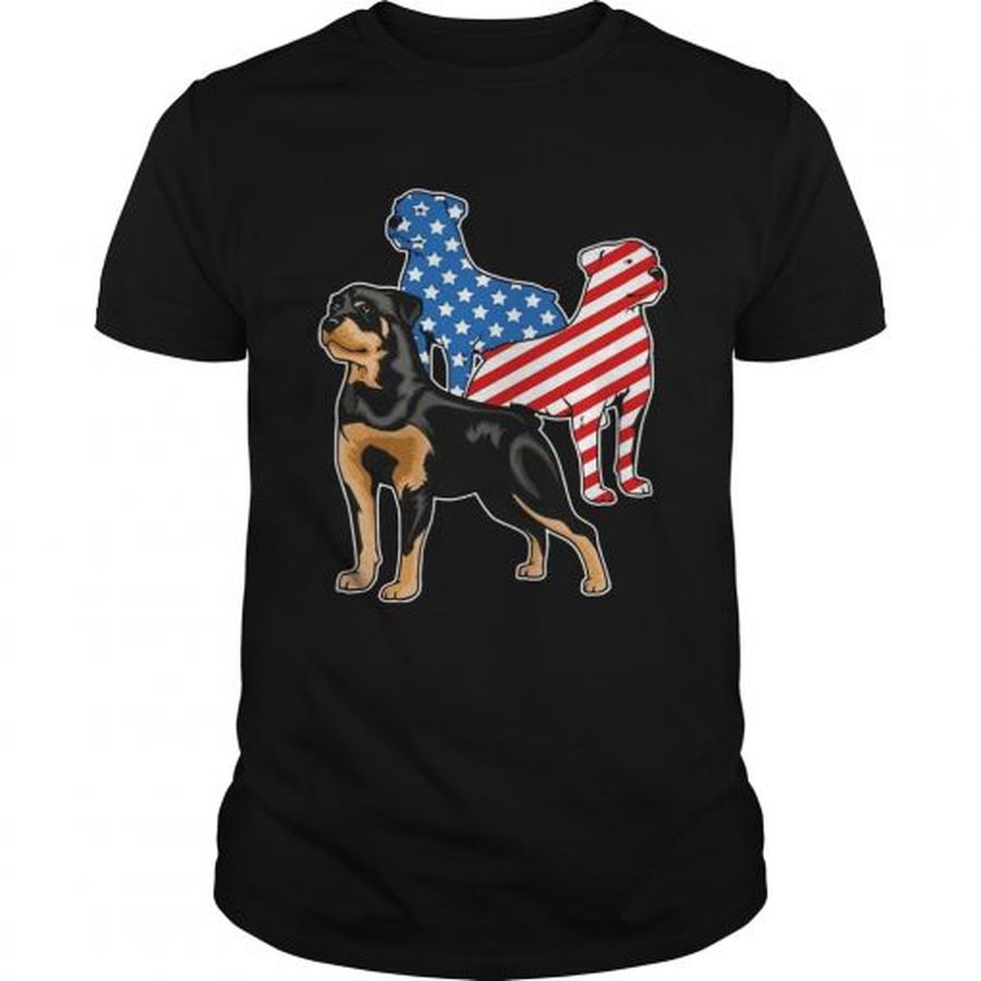 Guys Rottweiler American Flag Tshirt