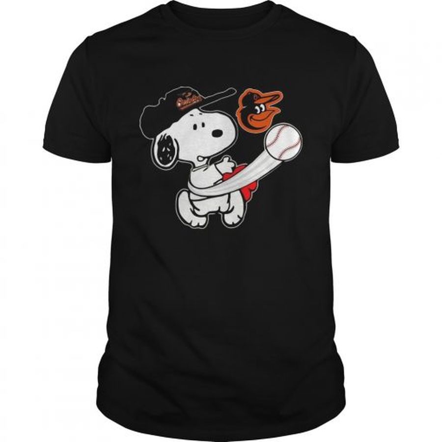 Guys Snoopy Play Baseball TShirt For Fan Orioles Team