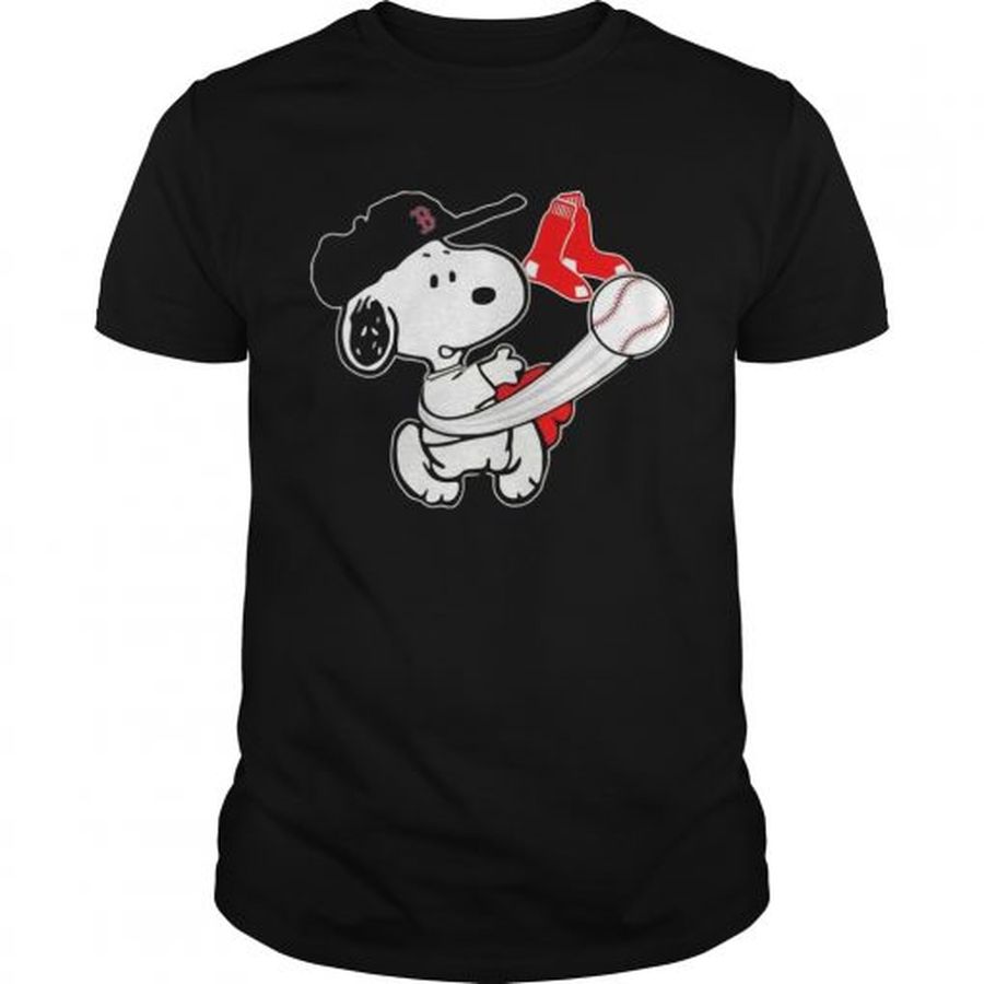 Guys Snoopy Play Baseball TShirt For Fan Red Sox Team