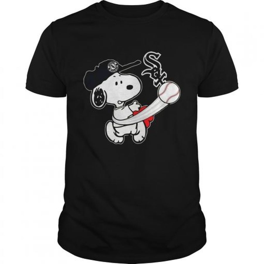 Guys Snoopy Play Baseball TShirt For Fan White Sox Team