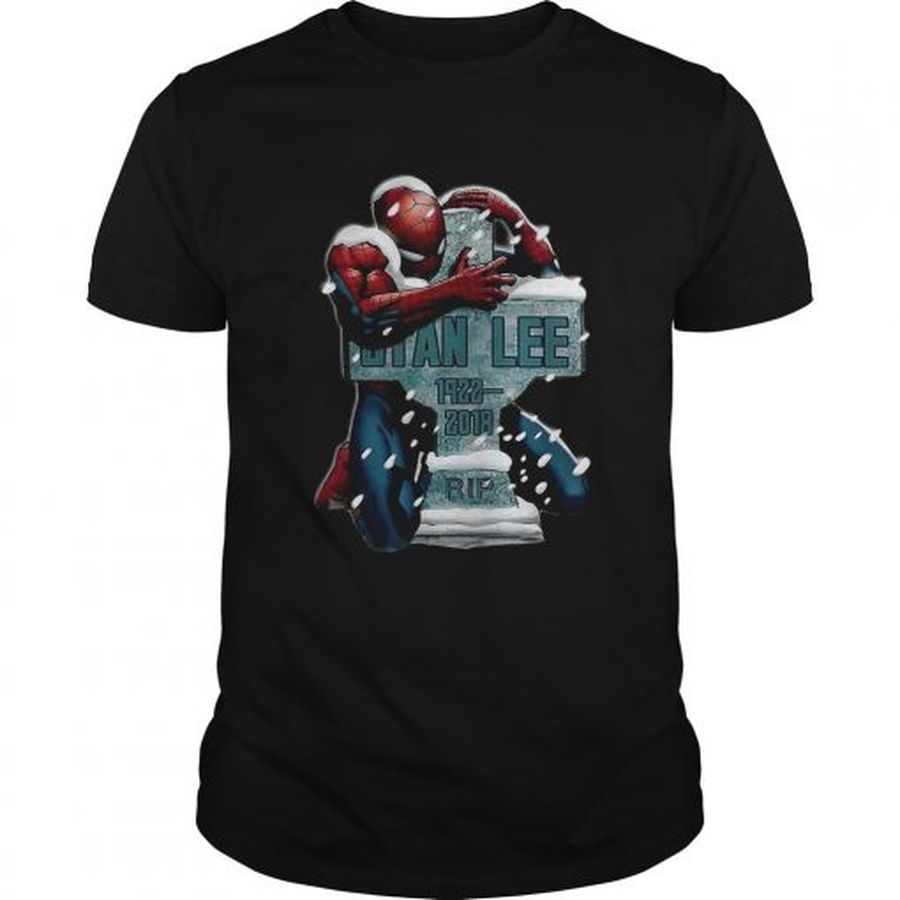 Guys Spiderman hugging RIP Tony Stark shirt