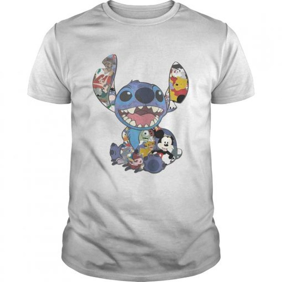 Guys Stitch And Disney Characters Tshirt