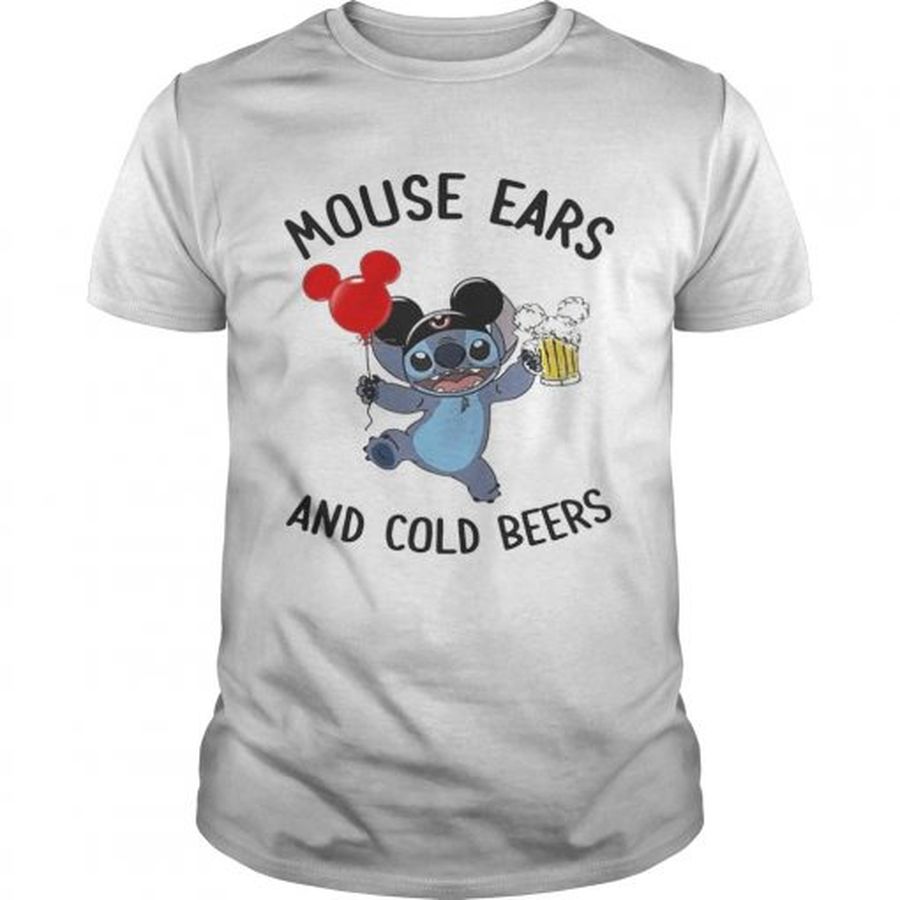 Guys Stitch mouse ears and cold beers shirt