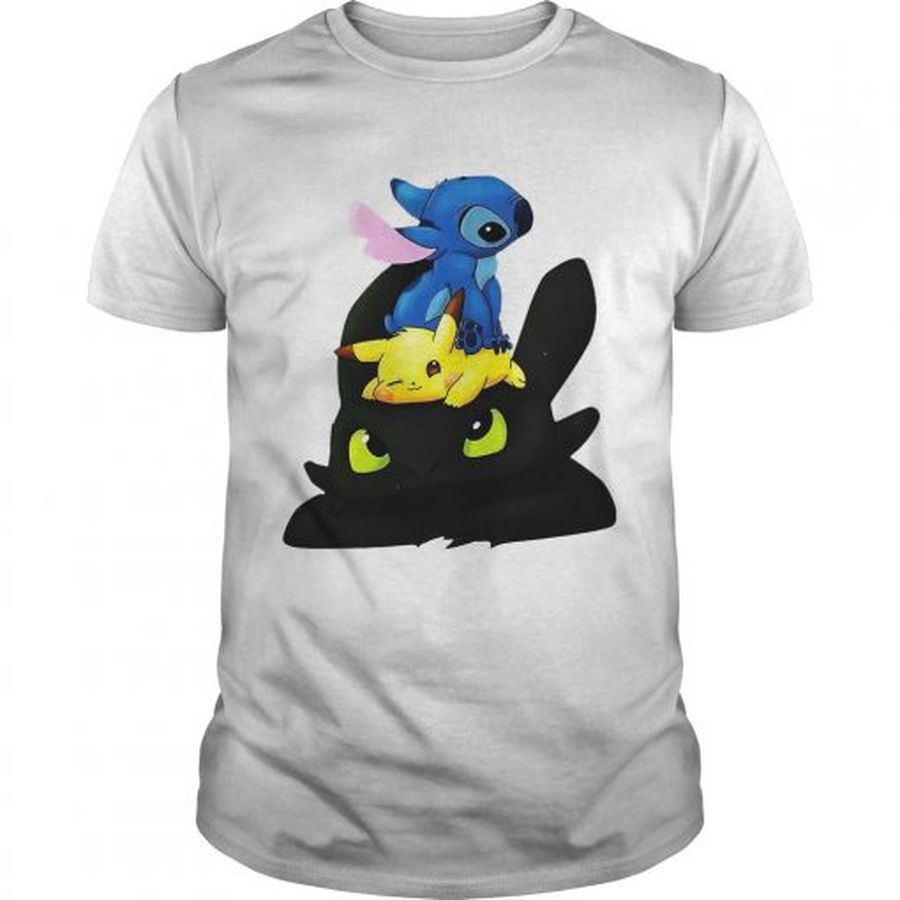 Guys Stitch Pikachu Toothless kid shirt