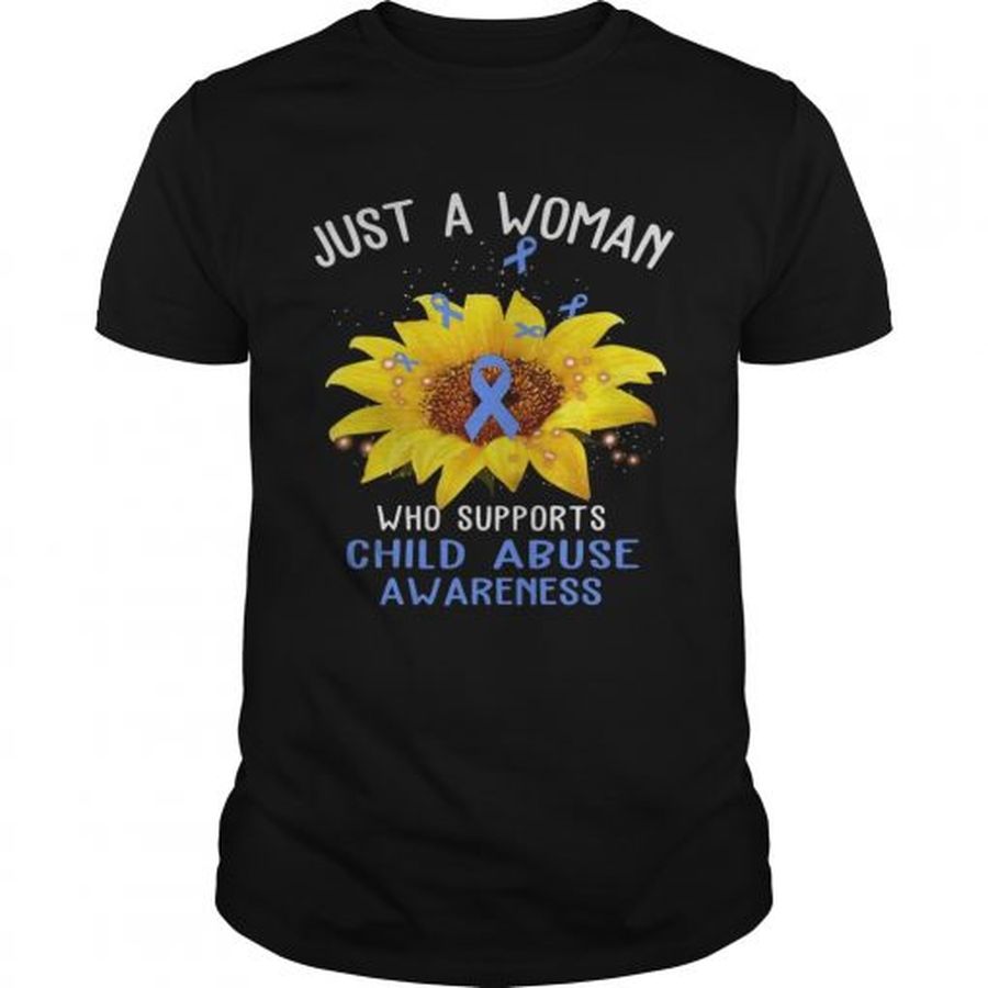 Guys Sunflower just a woman who supports child abuse awareness shirt