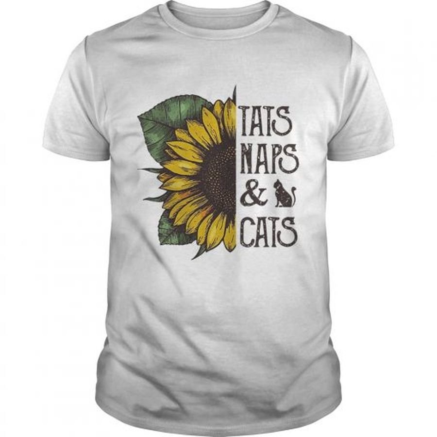Guys Sunflower tats naps and cats shirt