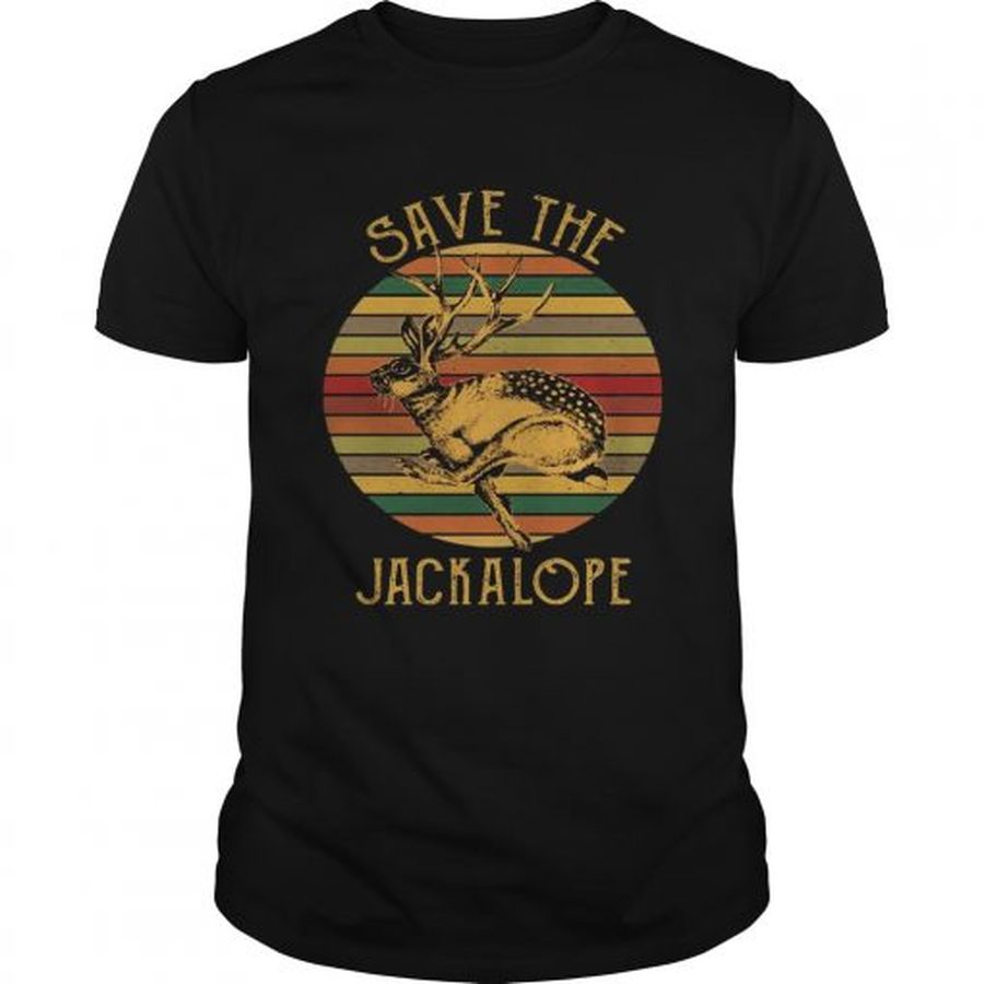 Guys Vintage Save The Jackalope Funny Rabbit With Horn Tshirt