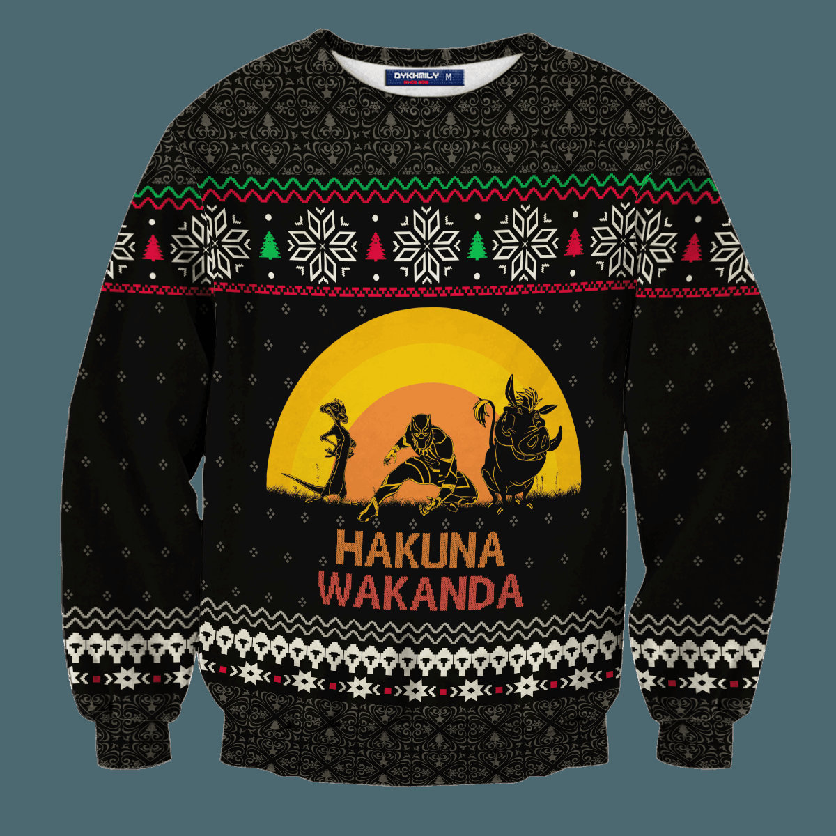 Hakuna Wakanda Ugly Christmas Happy Xmas Wool Knitted Sweater