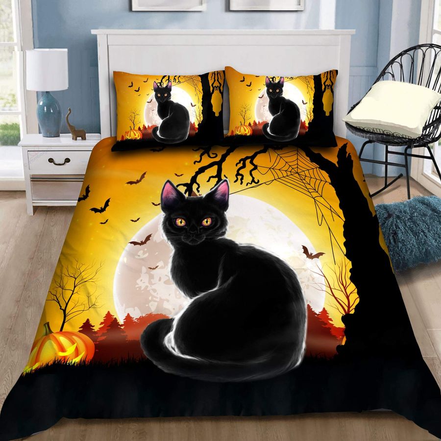 Halloween Black Cat Bedding Set Duvet Cover Set