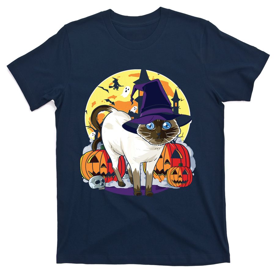 Halloween Cute Cat With Witch Hat Cat Mom Pumpkin T-Shirts