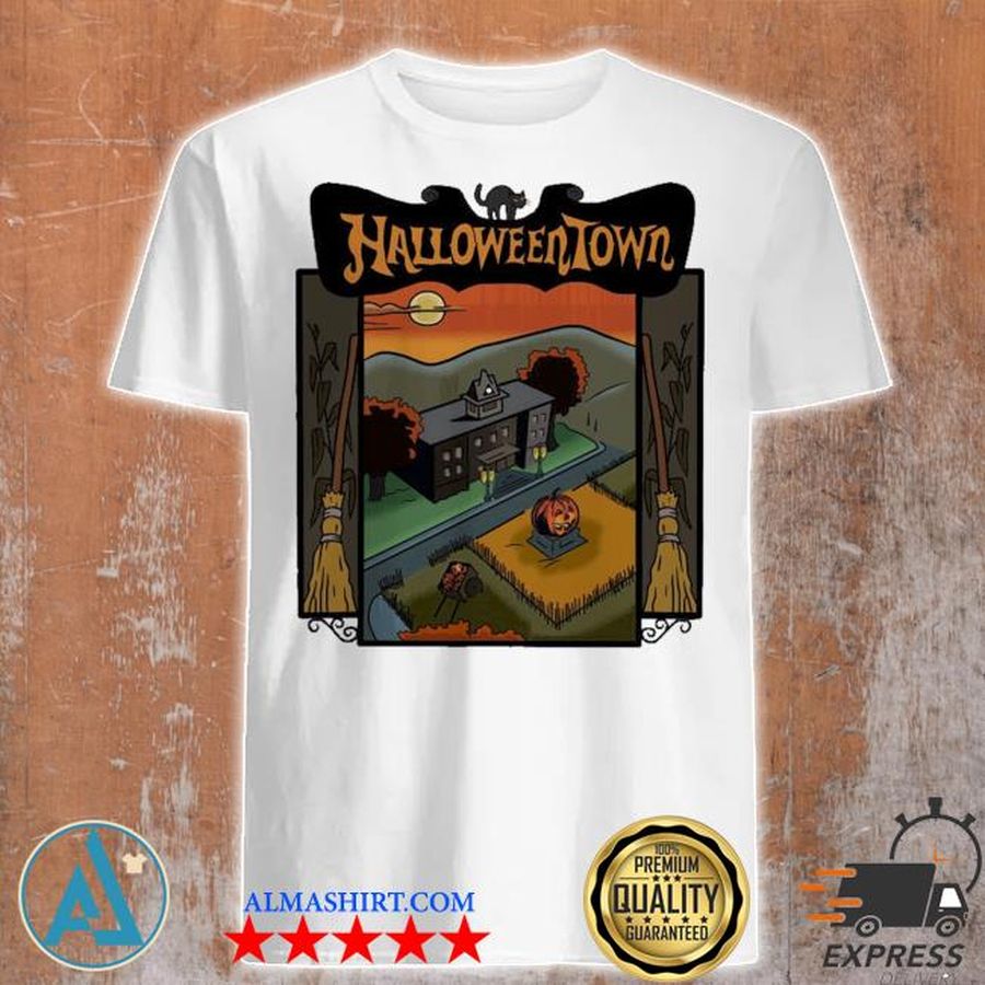 Halloweentown Scenery Broomstich House Everning Mountain Pumpkin Shirt