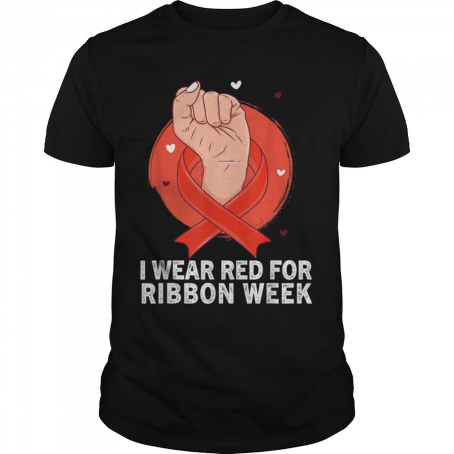 Hand We Wear Red For Ribbon Week Awareness Men Women T-Shirt B09JZVN8L5