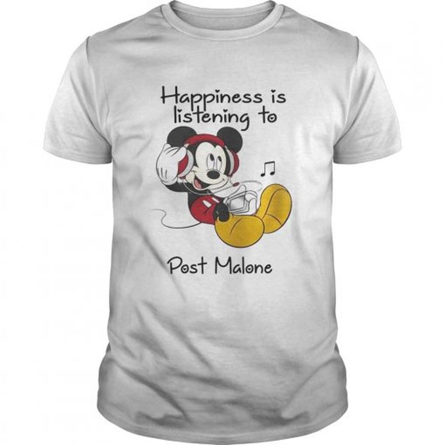 Happiness Is Listening To Post Malone Mickey Tshirt Unisex