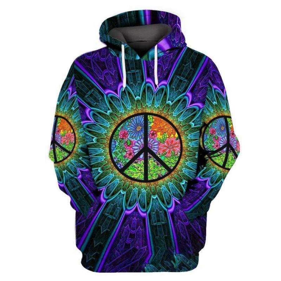 Happy Hippie Life With Peace Sign Ugly Sweater