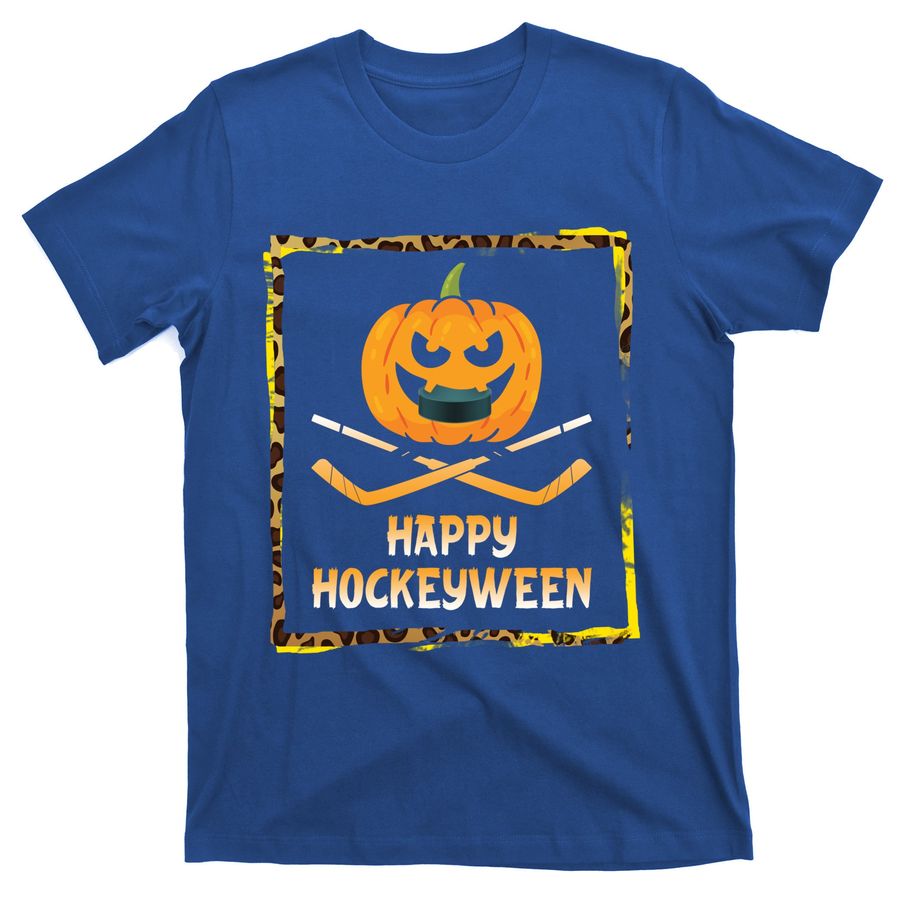 Happy Hockeyween Hockey Player Pumpkin Halloween Costume Funny Gift T-Shirts