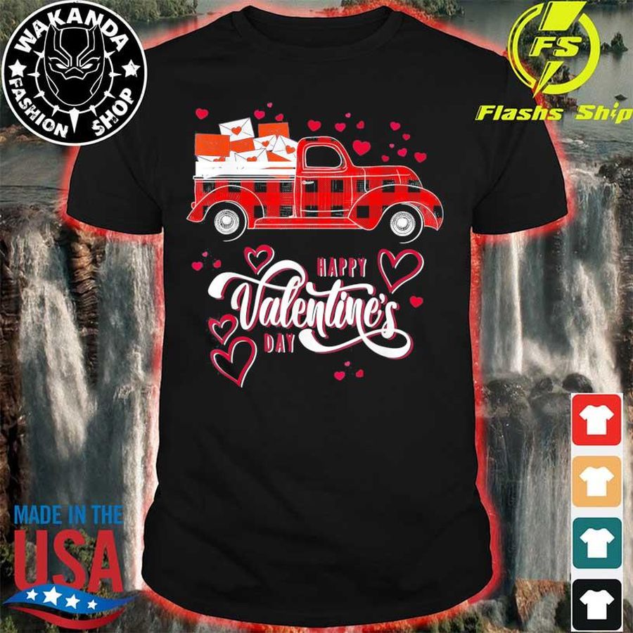 Happy Valentine’S Day Red Truck With Hearts Shirt