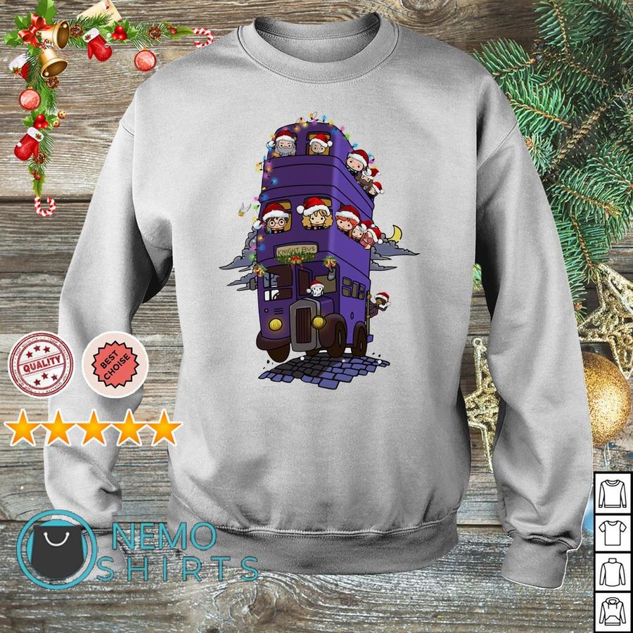 Harry Potter Characters Chibi On Knight Bus Christmas Sweater