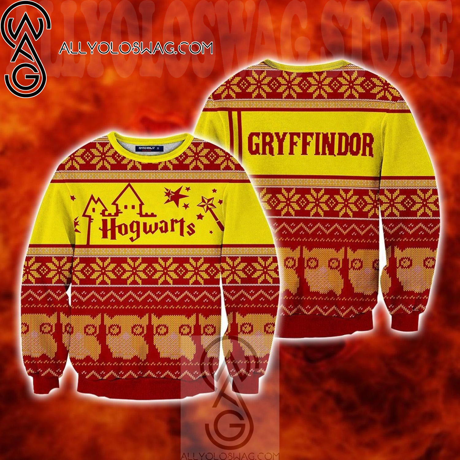Harry Potter Gryffindor Hogwarts Christmas For Fans Knitting Pattern Ugly Christmas Sweater