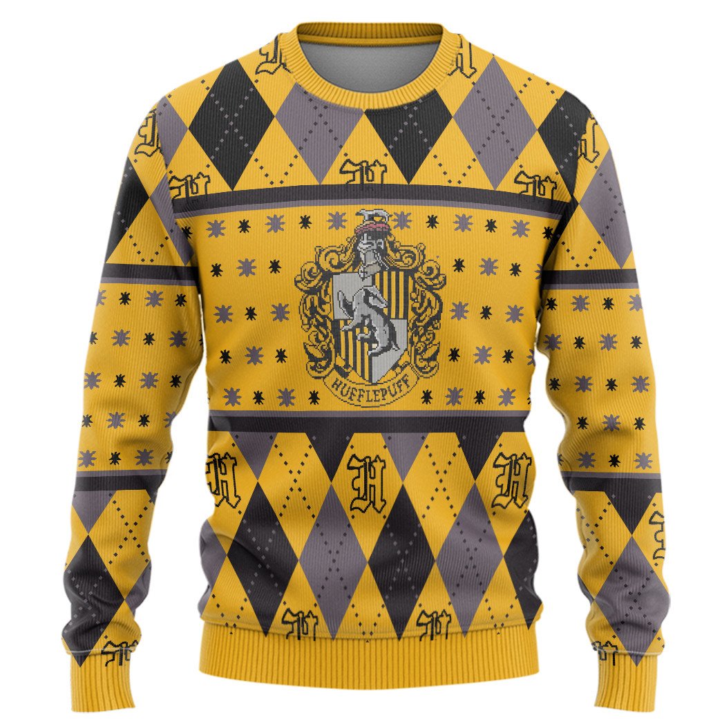 Harry Potter Hufflepuff Crest Yellow Ugly Sweater
