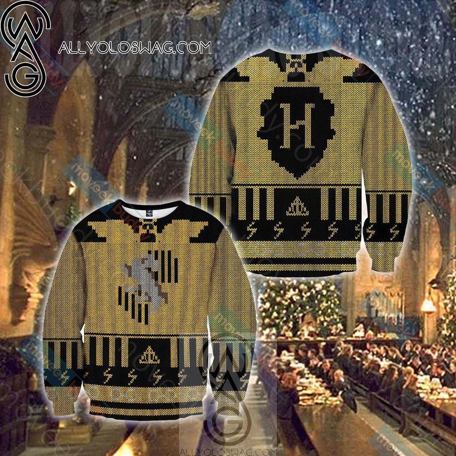 Harry Potter Loyal Like A Hufflepuff Knitting Pattern Ugly Christmas Sweater