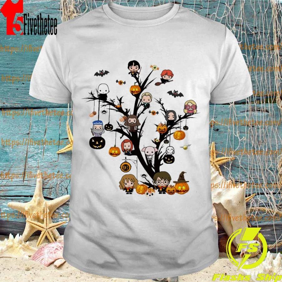Harry Potter Movie Characters Chibi On Tree Halloween Shirt