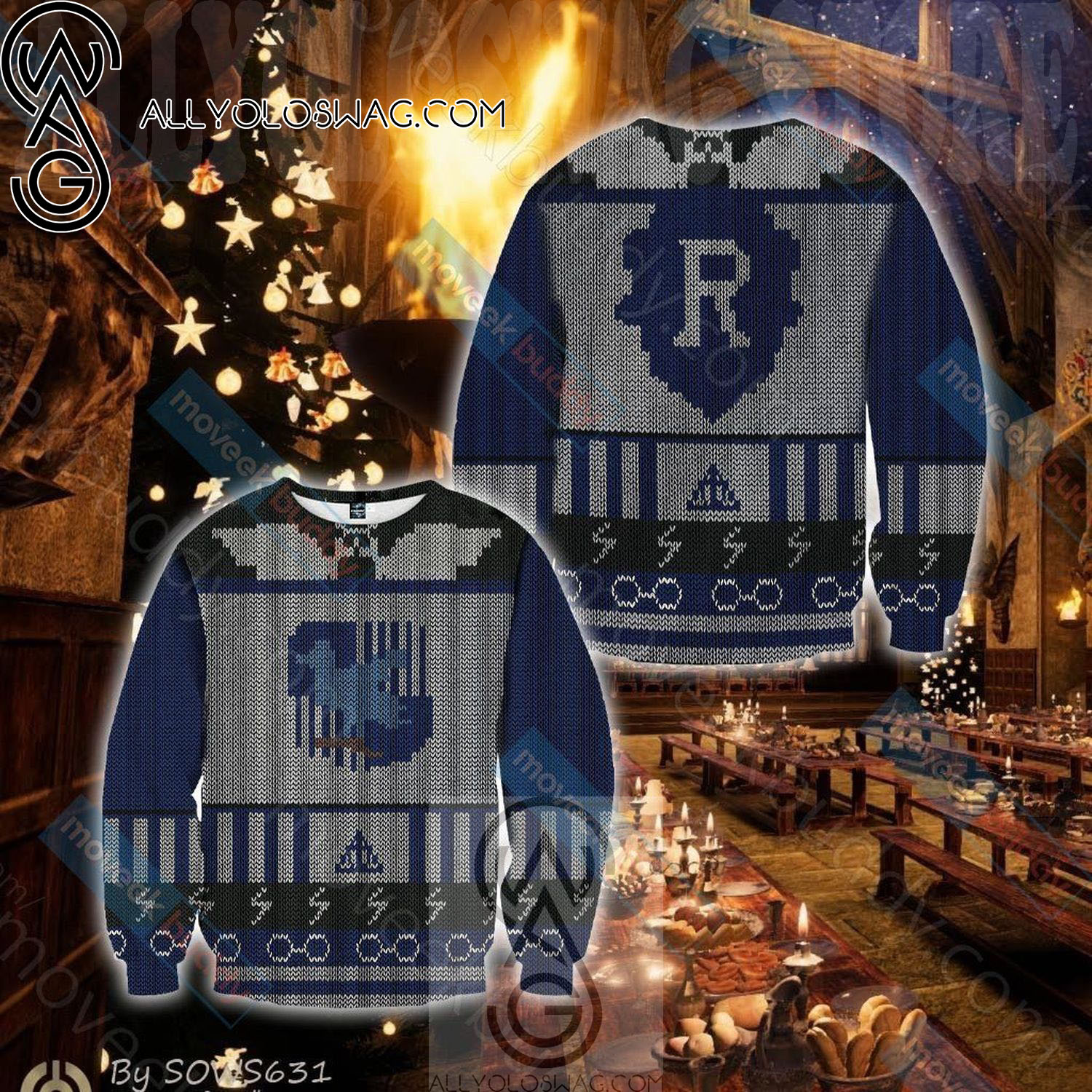 Harry Potter Wise Like A Ravenclaw Knitting Pattern Ugly Christmas Sweater