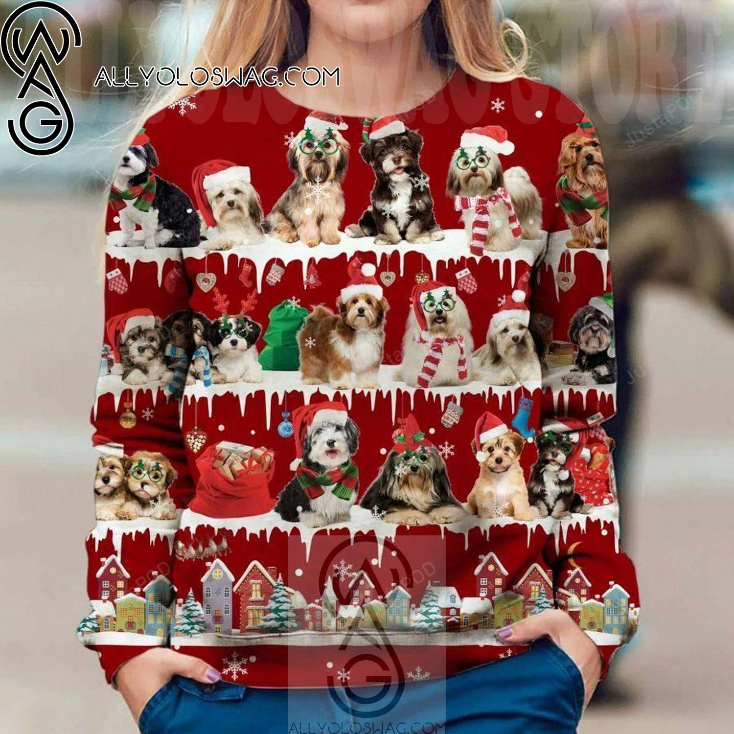 Havanese Dog Christmas Knitting Pattern Ugly Christmas Sweater