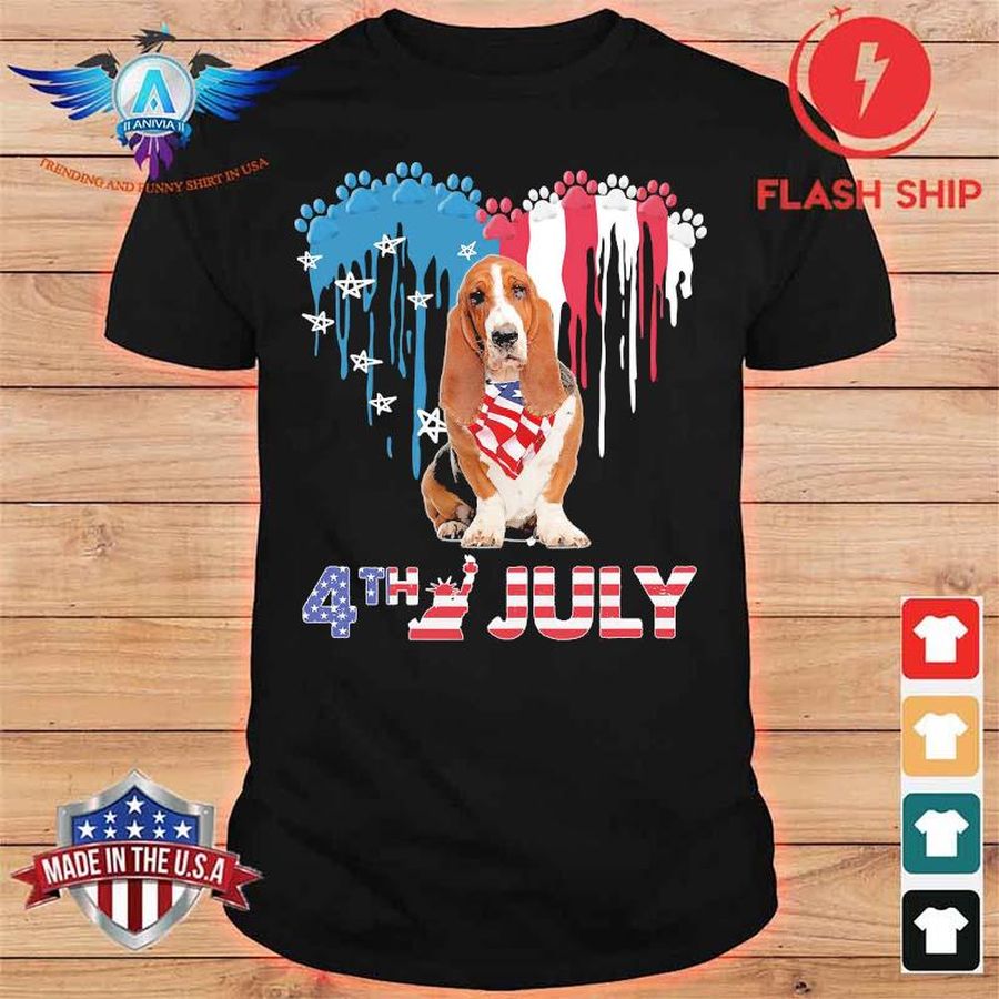 Heart American Basset Hound 4Th July Shirt