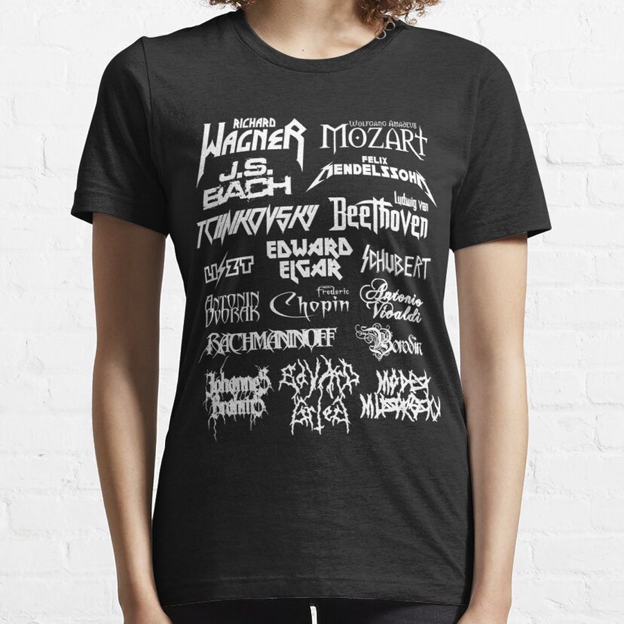 Heavy metal style classical composers (white text) Essential T-Shirt