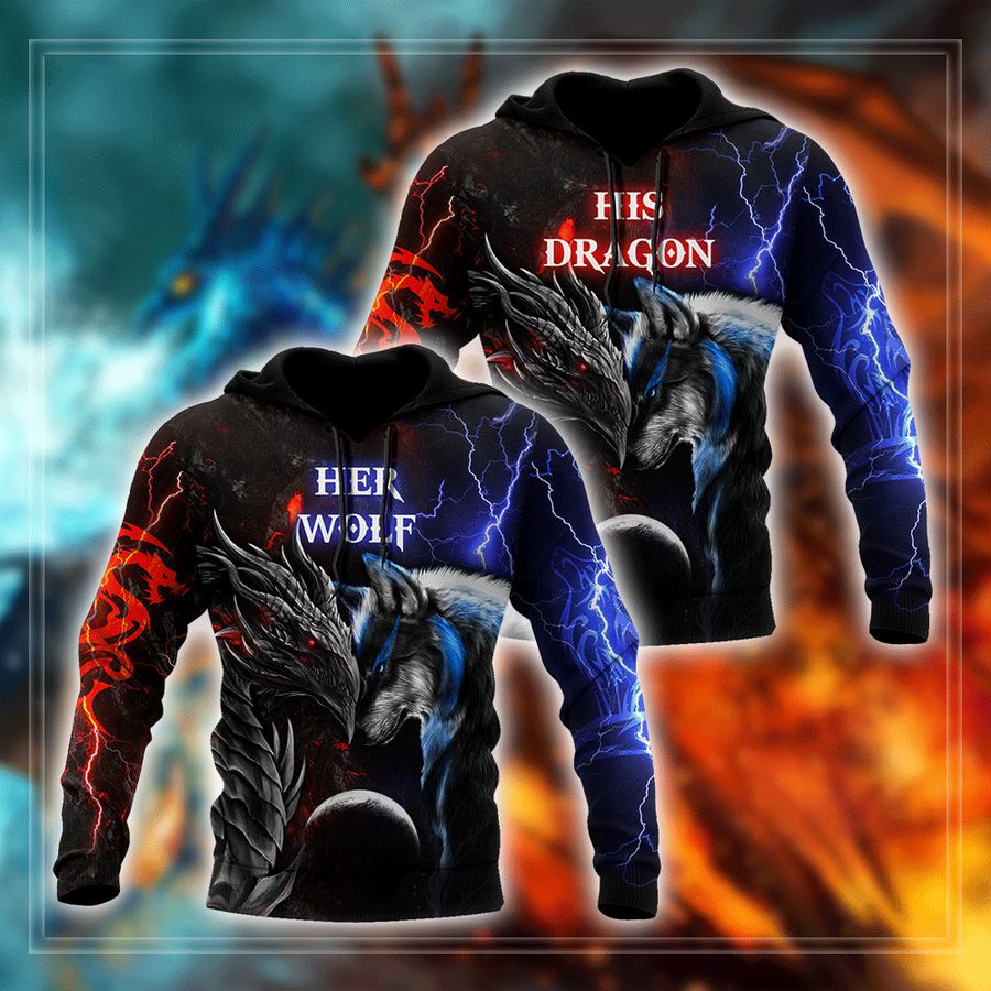 Her wolf couples 3d unisex hoodie