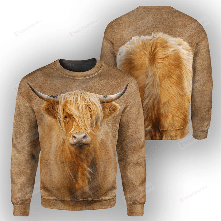 Highland Cattle Ugly Christmas Sweater, All Over Print Sweatshirt.png