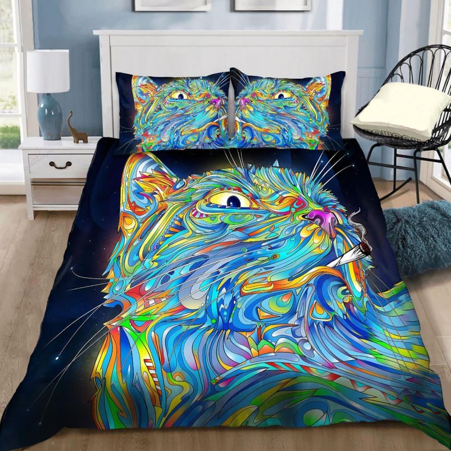 Hippie Cat Lover Bedding Set Duvet Cover Set