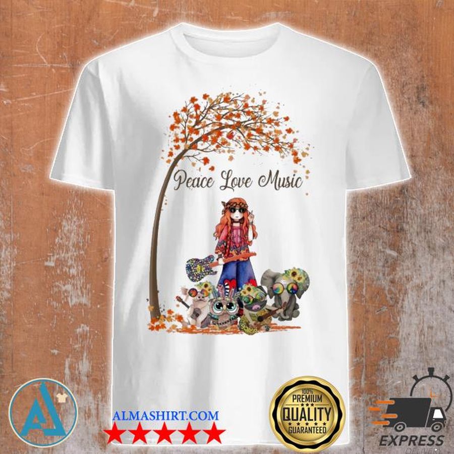 Hippie Girl And Animal Peace Love Music Fall Shirt